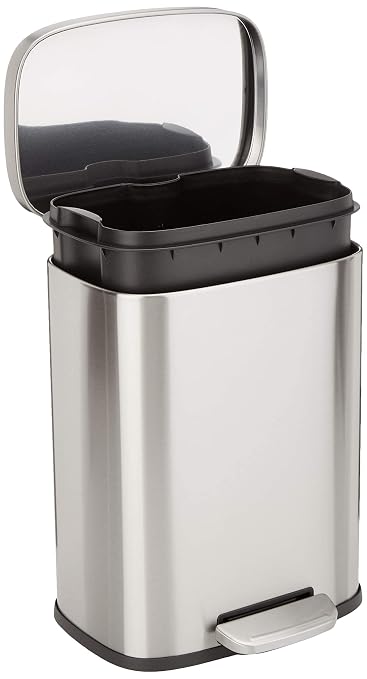 Amazon Basics Smudge Resistant Small Rectangular Step Pedal Trash Can by AmazonBasics