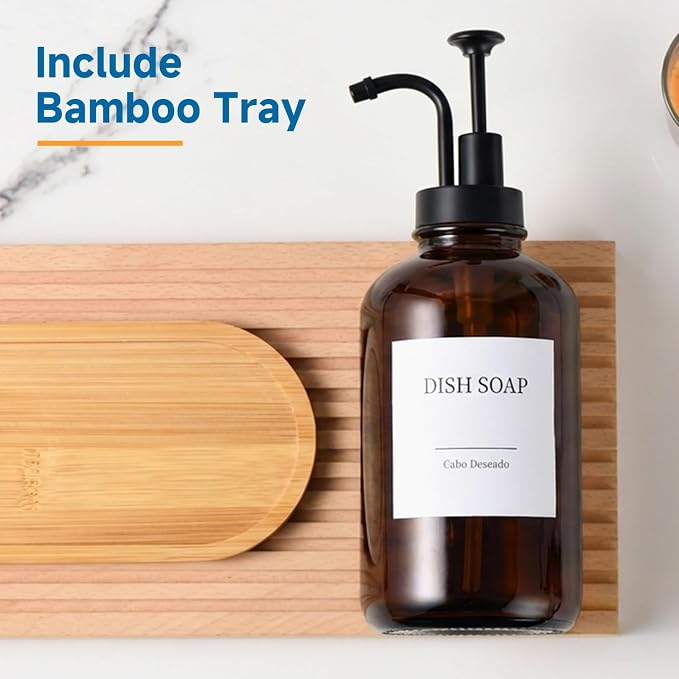 Glass Soap Dispenser with Pump, Dish and Hand Soap Dispenser - Image 6