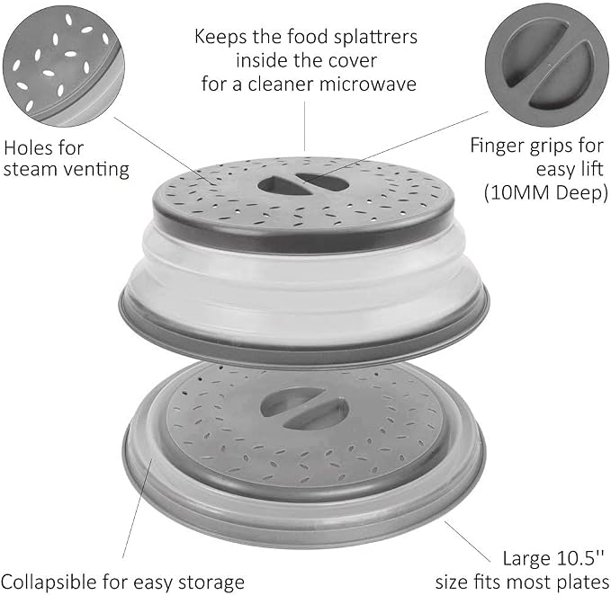 Collapsible Microwave Cover for Food Microwave Splatter Cover Fruit Drainer - Image 6