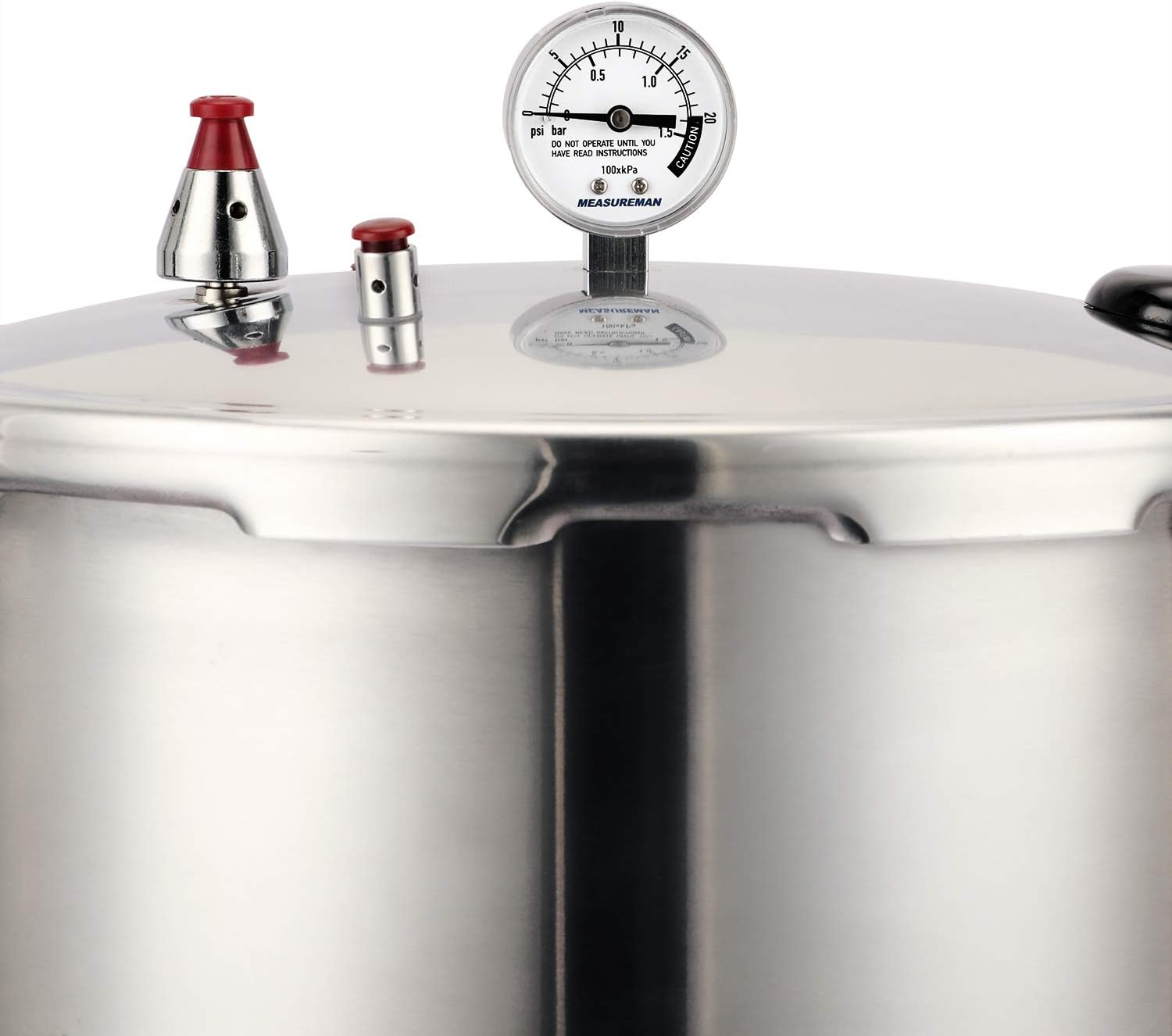 MEASUREMAN Stainless Steel Pressure Cooker Gauge, Pressure Canner Gauge, Steam Pressure Gauge, 2" Dial, Lower Mount, Including Gasket, Washer and Nut