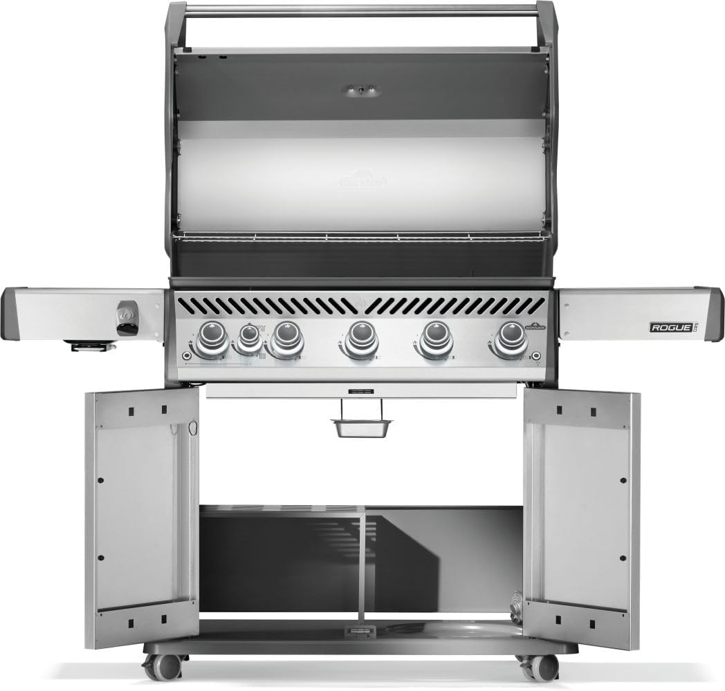 Napoleon Rogue PRO 625 Propane Gas Grill with Infrared Side Burner, Stainless Steel, Durable 6-Burner Gas BBQ