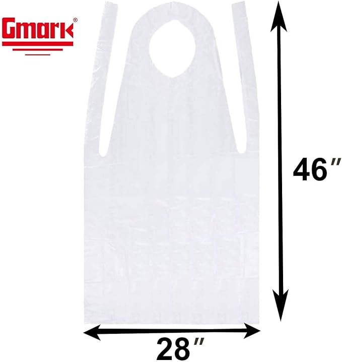 Gmark Poly Apron Individual Wrapped, Medium Weight, Disposable Polyethylene PE - Image 2
