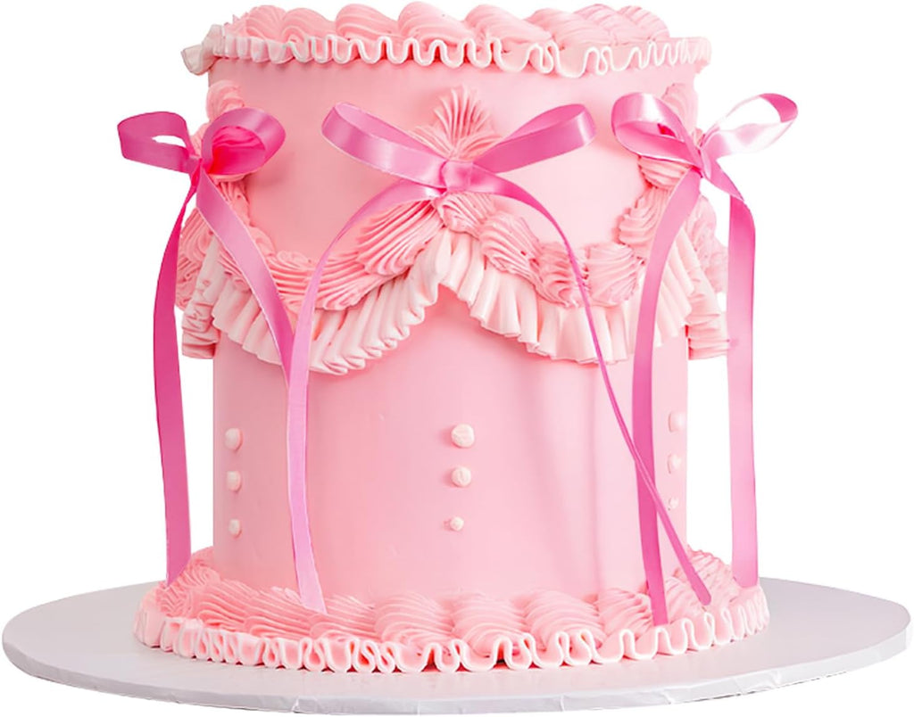 20 Pcs Pink Bow Cake Toppers Bowknot Cupcake Topper Bowtie Cake Decoration Ribbon Bows Picks Pink Bow Coquette Birthday Decorations for Girls Princess Bridal Shower Birthday Wedding Party