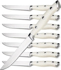 Alata 8-Piece White Steak Knives Set, Stainless Steel Steak Knife set by Alata