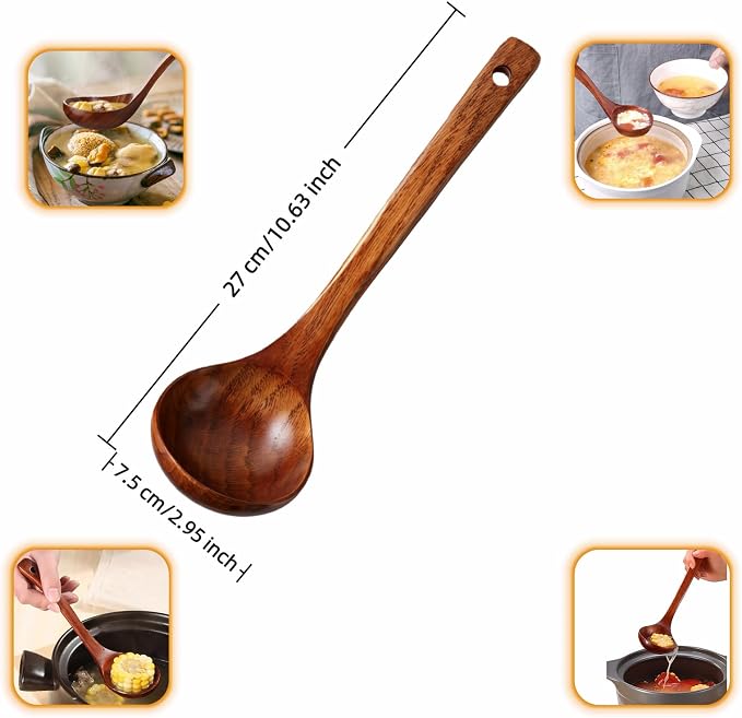 10" Premium Wooden Spoon for Cooking, Natural Teak - Image 6