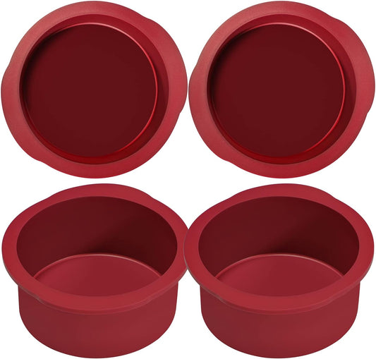 Nalchios 4 Inch Silicone Round Cake Pans Set of 4, Non-stick Easy Releasing Mini Cake & Pizza Pans, Flexible BPA Free Silicone Baking Mold for Layer, Mini & Cheese Cake