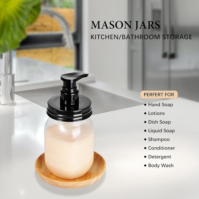 Amolliar Plastic Mason Jar Soap Dispenser - Image 6
