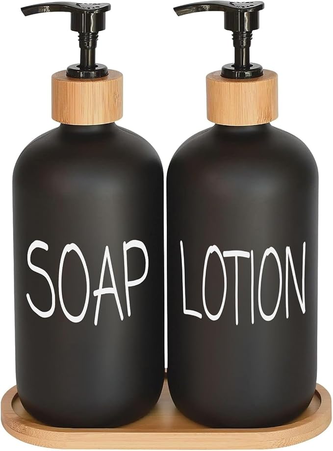 Black Soap Dispenser Bathroom Set, Set by DIDROOM