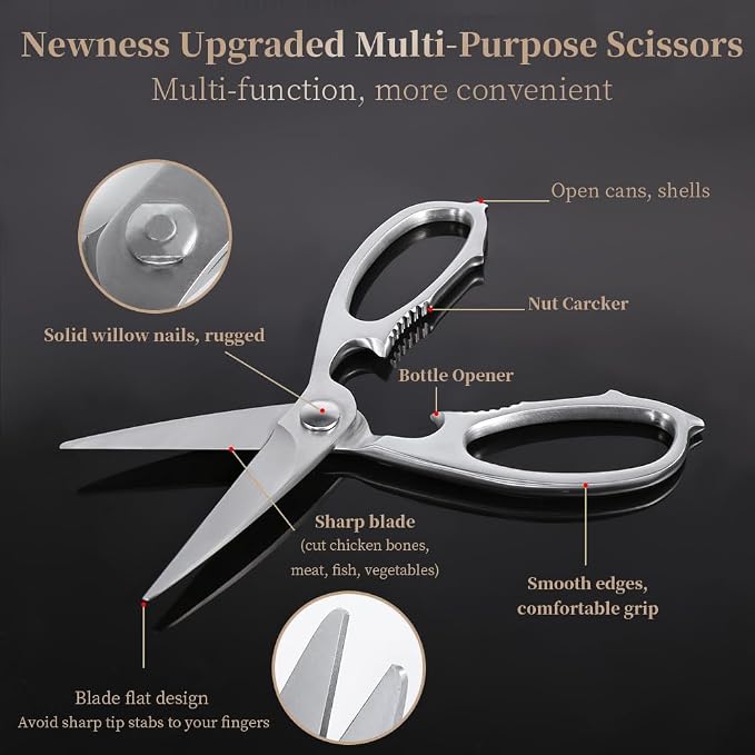 Newness Multi-Purpose Kitchen Scissors, Premium Stainless Steel Solid Kitchen - Image 5