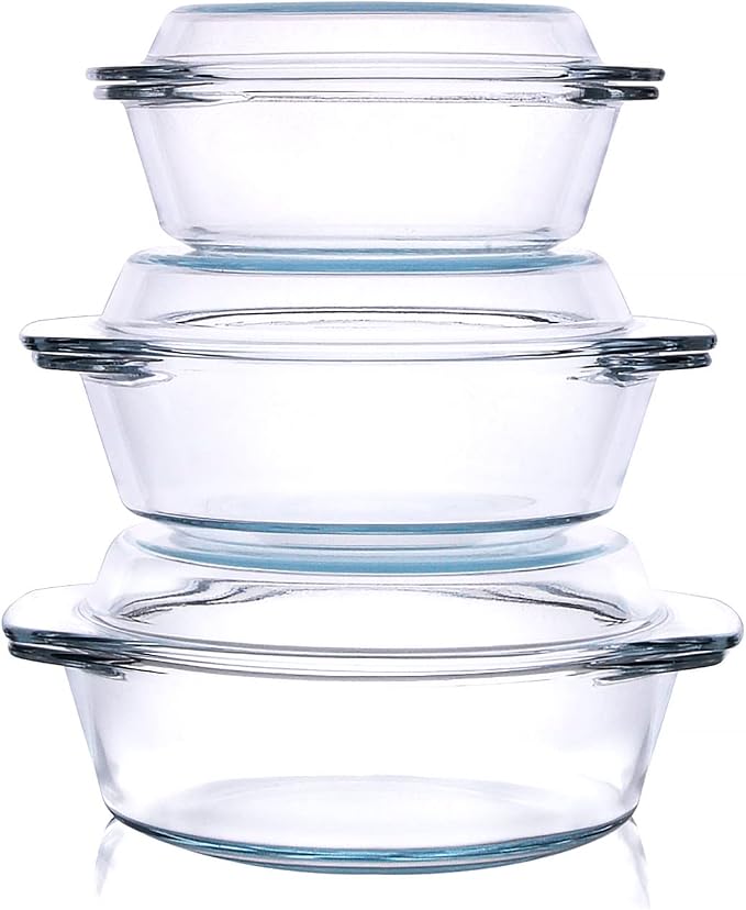 Set of 6 Pieces Round Tempered Glass Casserole Dish by HUSANMP