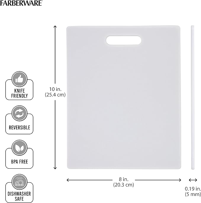FARBERWARE Reversible Plastic Cutting Board, 8x10 Inch, Dishwasher Safe - Image 3