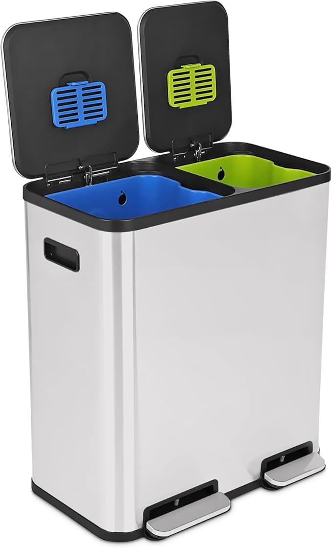 Simpli-Magic 70 Liter / 18.5 Gallon Rectangular Hands-Free Dual Compartment by Simpli-Magic