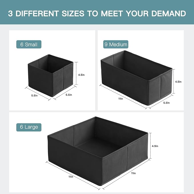 Criusia Drawer Organizer Clothes, 21 Pack Dresser Organizer - Image 2