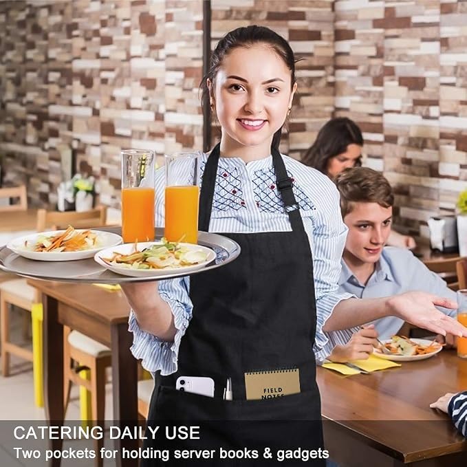 Jubatus 4 Pack Bib Aprons with 2 Pockets Cooking Chef Kitchen Apron - Image 5