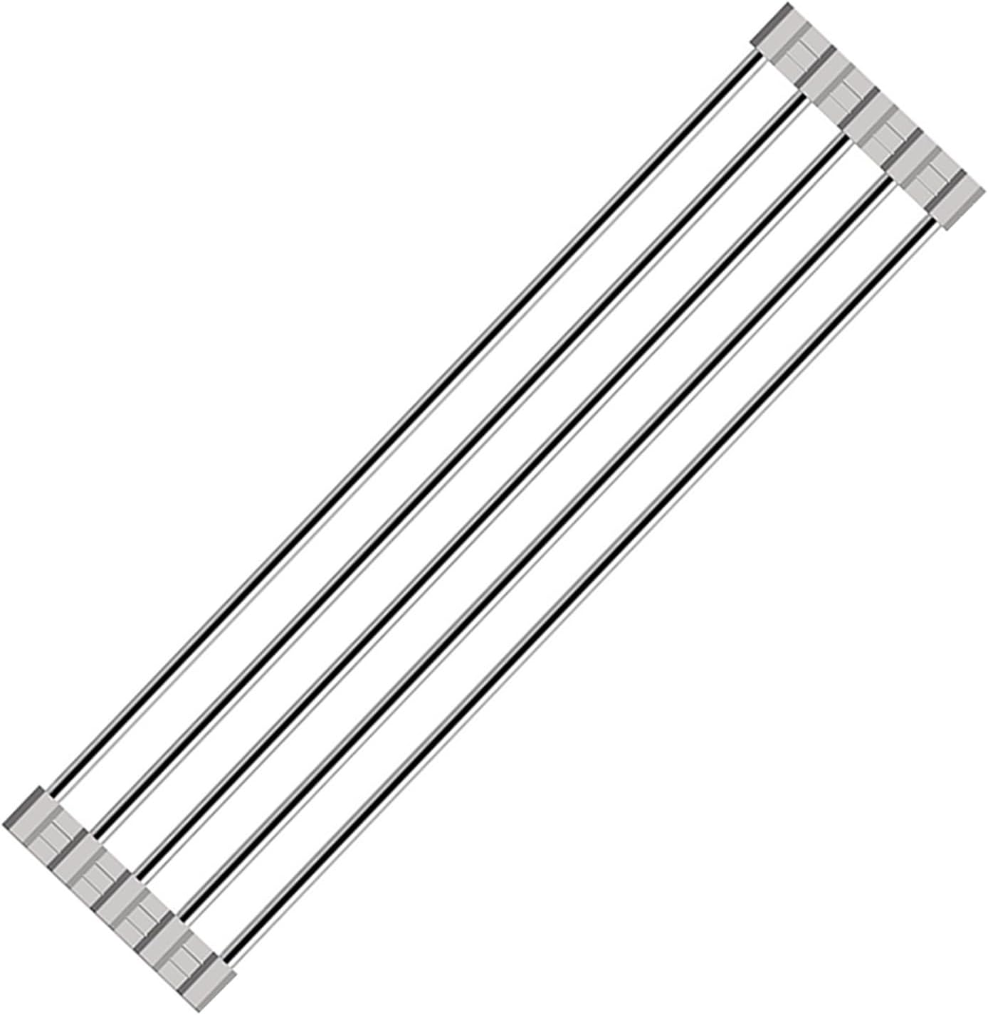 Ahyuan Roll up Dish Drying Rack Over The Sink Kitchen Roll up Sink Drying Rack Portable Dish Drainer Foldable Dish Drying Rack (Warm Gray, 17.8''X3.7'')