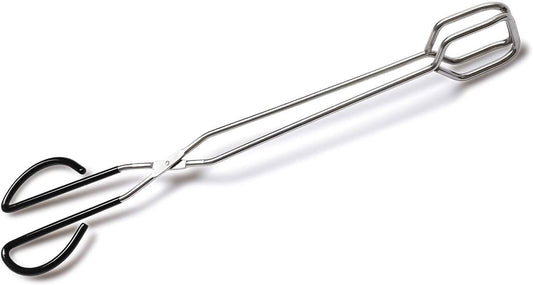 16 Inch Extra Long Stainless Steel Kitchen Scissor Tongs, Non-Slip Comfortable Red Grip, Heat Resistant for BBQ and Cooking