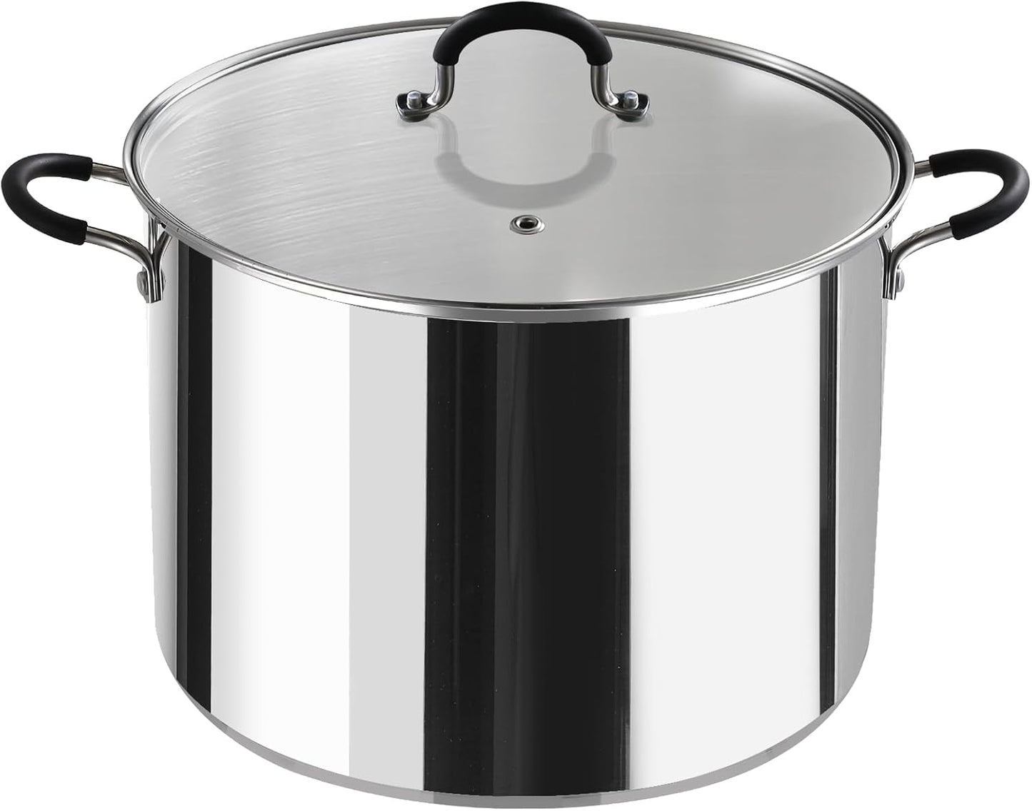 Cook N Home Stockpot Large pot Sauce Pot Induction Pot With Lid Professional Stainless Steel 20 Quart, with Stay-Cool Handles, silver