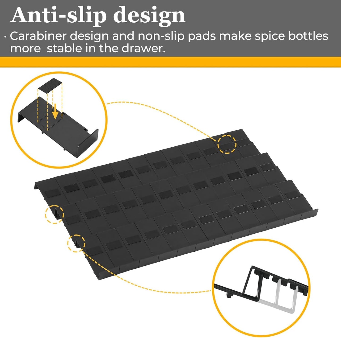 Famhap Spice Drawer Organizer, 12PCS Interlocking Expandable Seasoning Rack Tray Insert for Kitchen Drawers, Spice Rack Drawer for Spice Jars