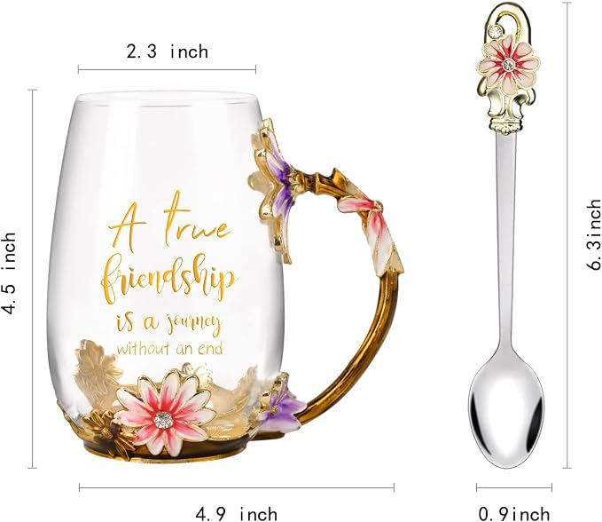 OEAGO Friendship Gifts for Women Best Tea Cup Friend Gifts for Women Flower - Image 2