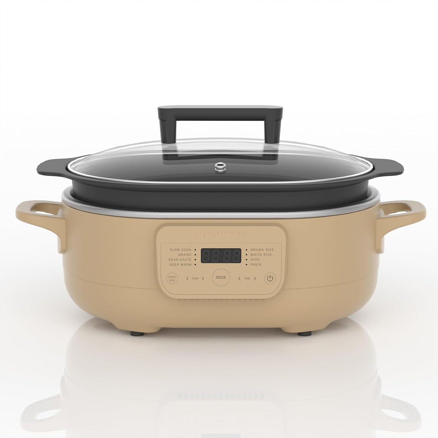 MAGNIFIQUE 6 Quart Multi-Cooker, with 8-in-1 Casserole Programmable Slow Cooker, Dutch Oven, Pasta, Nonstick, Oven Safe Pot to 500°F Brown Sugar