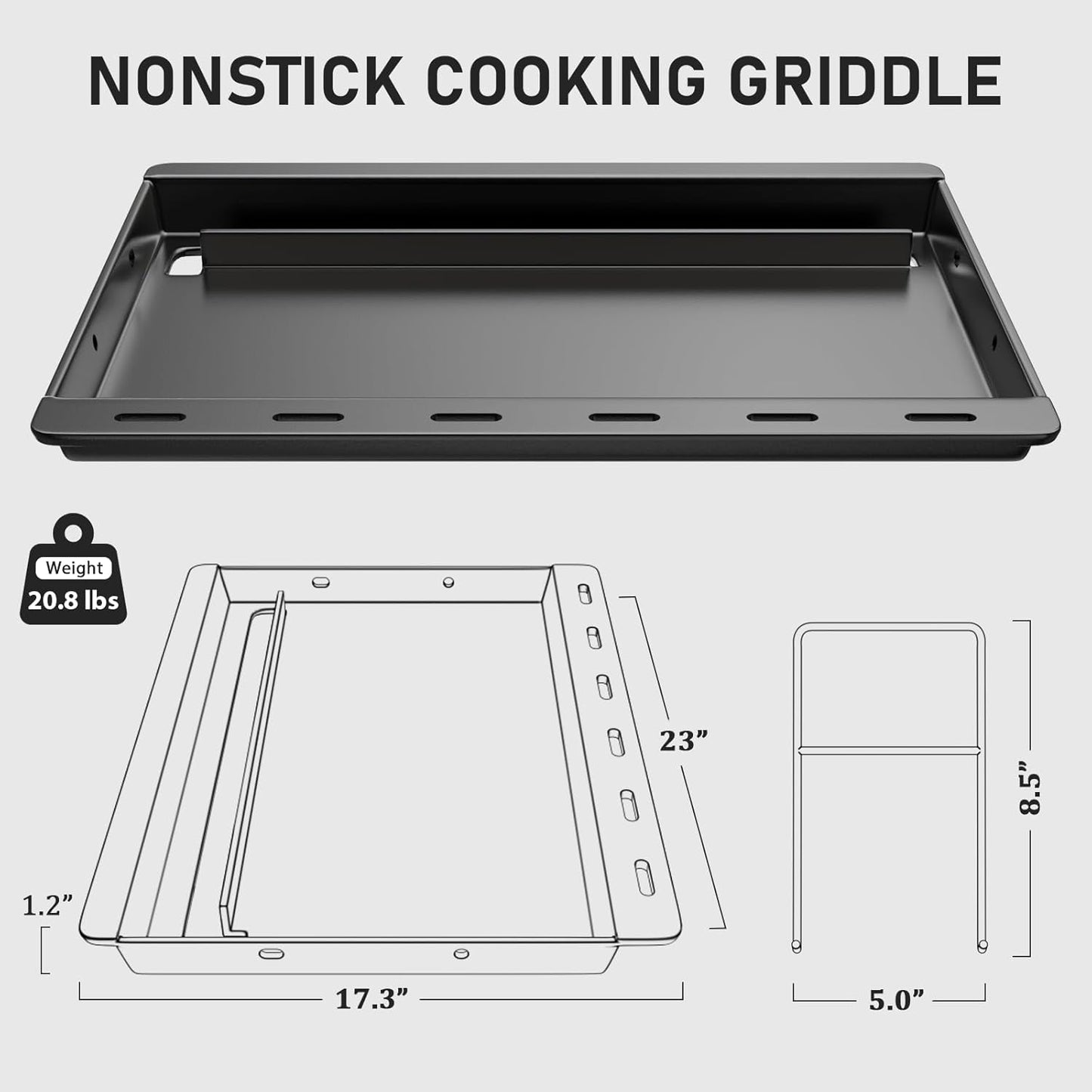 Utheer Ceramic Full-Size Griddle Insert for Weber Searwood 600/600 XL Grills and Large Spirit Series Grill, Spirit I&II 300 Series, for Weber 6787 7638– Nonstick, Easy Clean, Even Heat for Outdoor BBQ