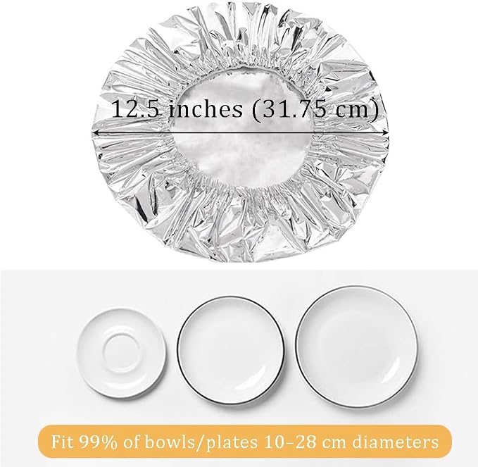 Ouliget Repeatable Film Insulation Cover, Aluminium Foil Elastic Food Bowl - Image 6
