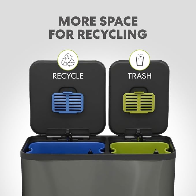 SIMPLI-Magic 18.5 Gallon Dual Compartment Kitchen Trash Can - Image 5