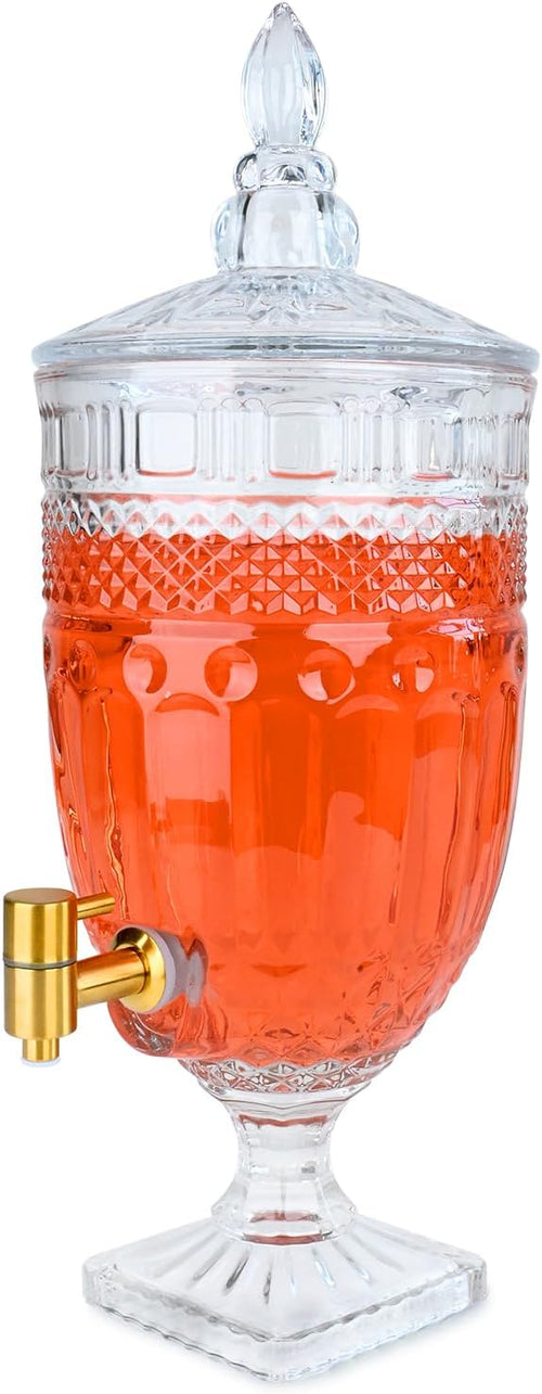 1.3 Gallon Glass Drink Dispenser, Glass Beverage Dispenser by Unknown