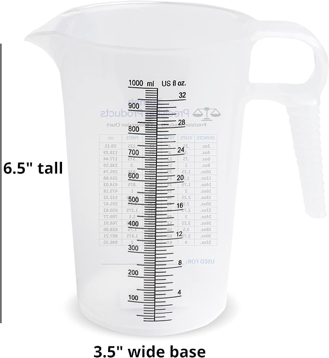 32oz Measure Pitcher with Convenient Conversion Chart – Extra Strong Food Grade - Image 9