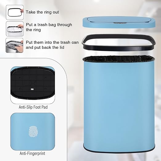 PayLessHere | 13 Gallon Stainless Steel Trash Can | Blue | Automatic Touchless - Image 6