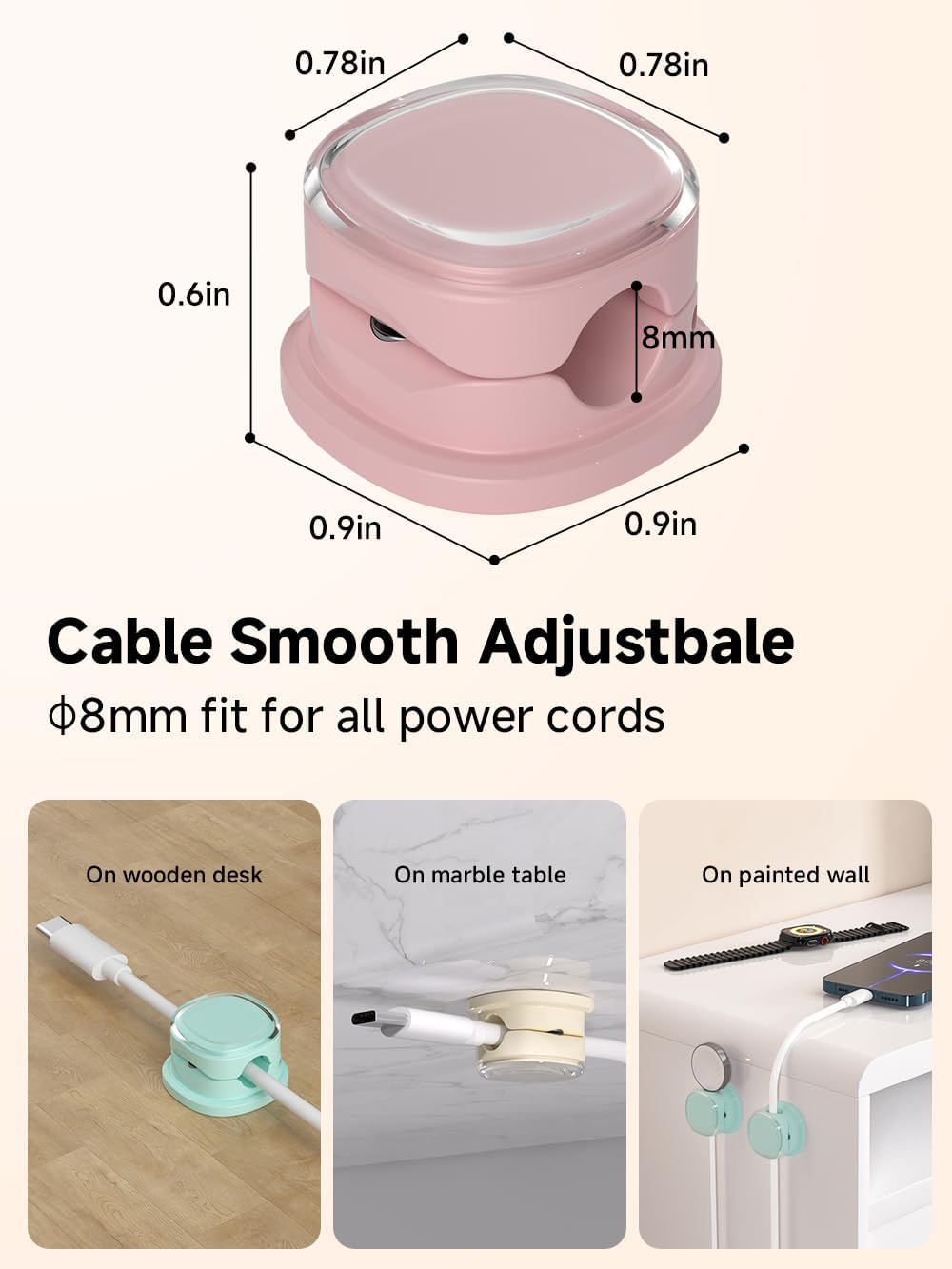 Magnetic Cable Clips, Adjustable Cord Holder Management, Adhesive Wire Keeper Organizer for Home Office Desk Phone PC Car Wall Desktop Nightstand Appliance (9-PCS Purple_Apricot_Cyan)