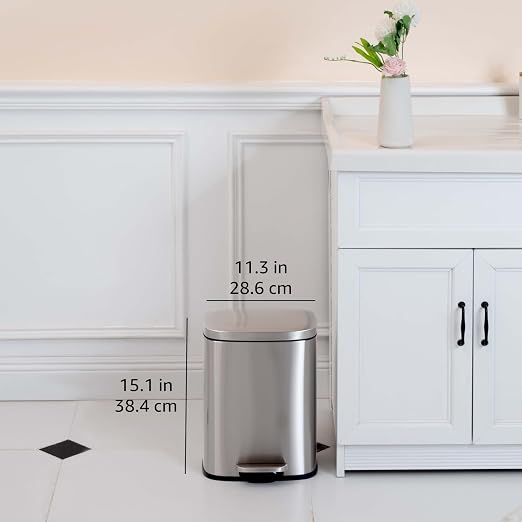 Amazon Basics Smudge Resistant Small Rectangular Step Pedal Trash Can - Image 3
