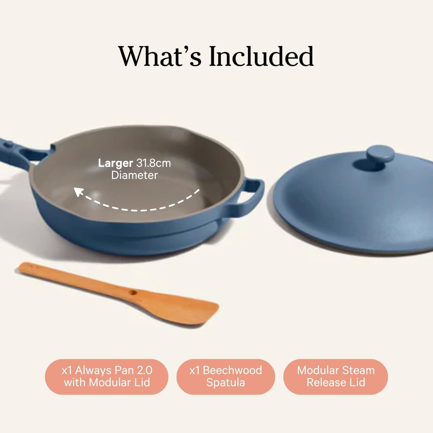 Our Place Large Always Pan 2.0-12.5” (4 Qt) Nonstick, Toxin-Free Ceramic Cookware | Patented 10-in-1 Aluminum Frying & Sauté Pan | Safe for Oven, Induction & All Cooktops up to 450°F | Blue Salt