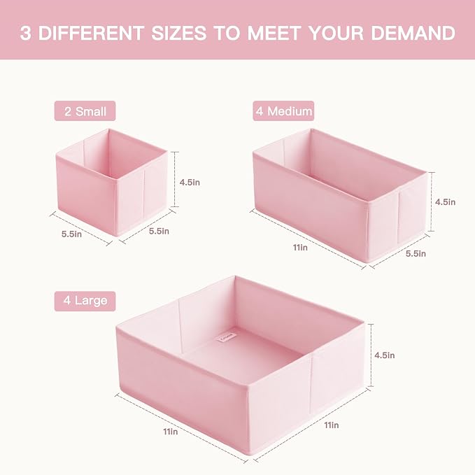 Criusia Drawer Organizer Clothes, 10 Pack Dresser Organizer - Image 3