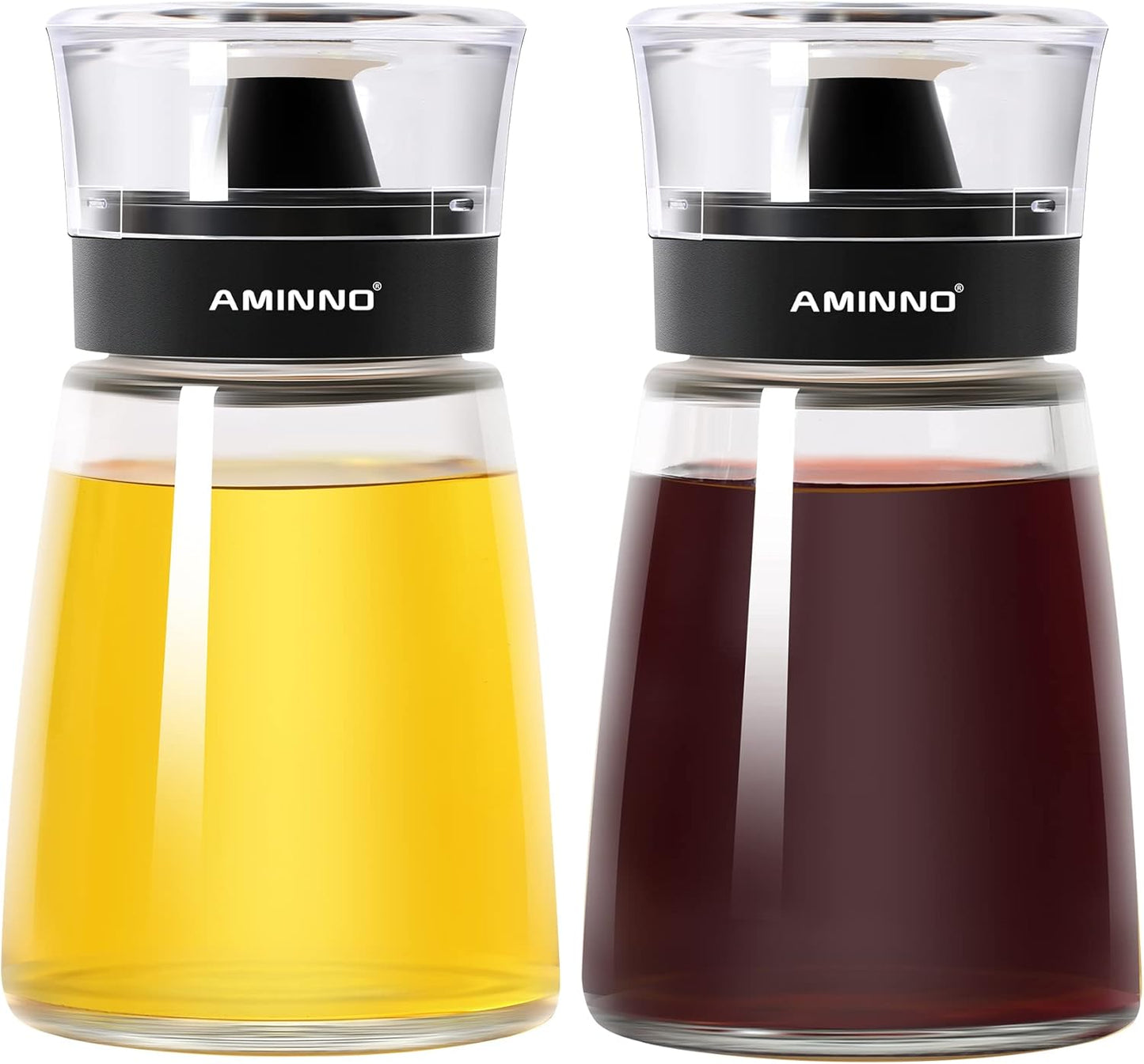5.5oz Oil and Vinegar Cruets 2 Pack, Glass Oil Dispenser Bottles for Cooking, Leakproof and Drip Free Spouts