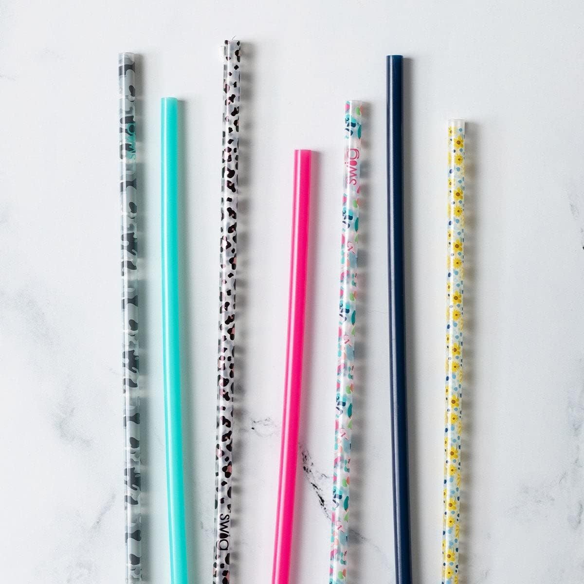 Swig Life Reusable Straws Island Bloom + Aqua Tall Straw Set & Cleaning Brush, Each Straw is 10.25 inch Long (Fits Swig Life 20oz Tumblers, 22oz, and 32oz Tumblers)