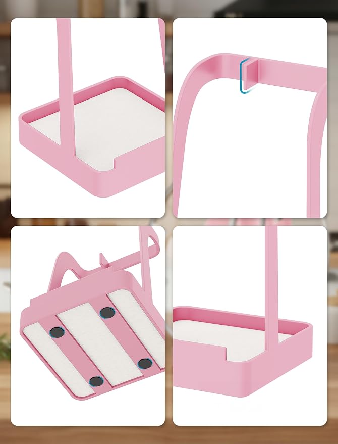 NiHome Kitchen Utensil Holder for Pot Lids & Spoons Pink Kitchen Accessories - Image 2