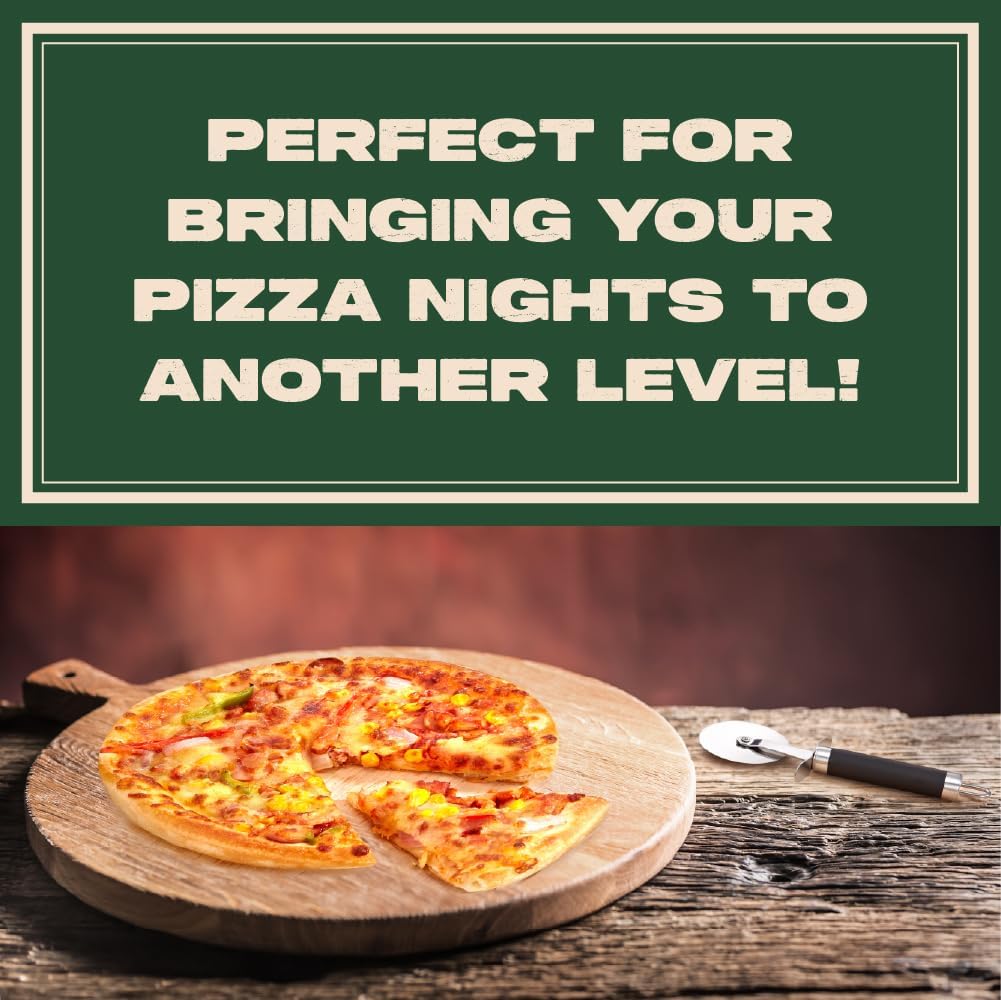 Concord 3 Piece Pizza Stone, Pizza Peel, Pizza Cutter, with Cordierite Heatwell Technology (Pizza set)