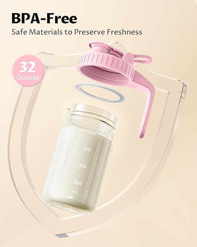 2-Pack 32oz Breast Milk Pitcher – Airtight, Leak-Proof Lids, Easy Pour Spout - Image 2