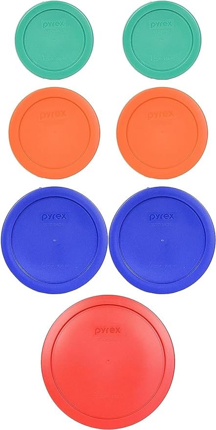 Pyrex 7202-PC Green, 7200-PC Orange, 7201-PC Cobalt Blue, 7402-PC Red Food - Image 2