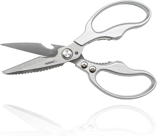 TONMA Kitchen Shears Heavy Duty [Made in Japan] Multipurpose Stainless Steel Poultry Shears, Japanese Kitchen Scissors Sharp Non-Slip Cooking Scissors for Chicken, Fish, Food, Herbs