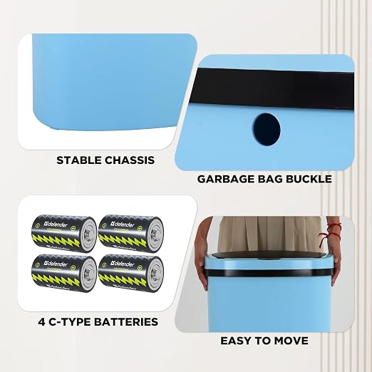 PayLessHere | 13 Gallon Plastic Trash Can | Blue | Automatic Touchless Lid - Image 6