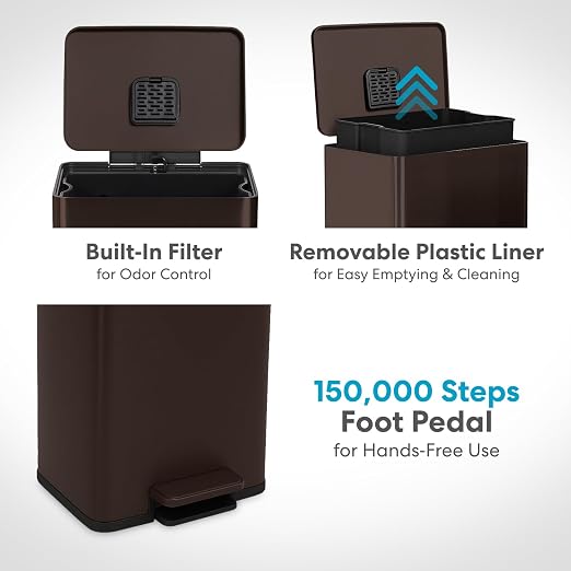Simpli-Magic 50 Liter / 13.2 Gallon Soft-Close, Smudge Resistant Trash Can - Image 4