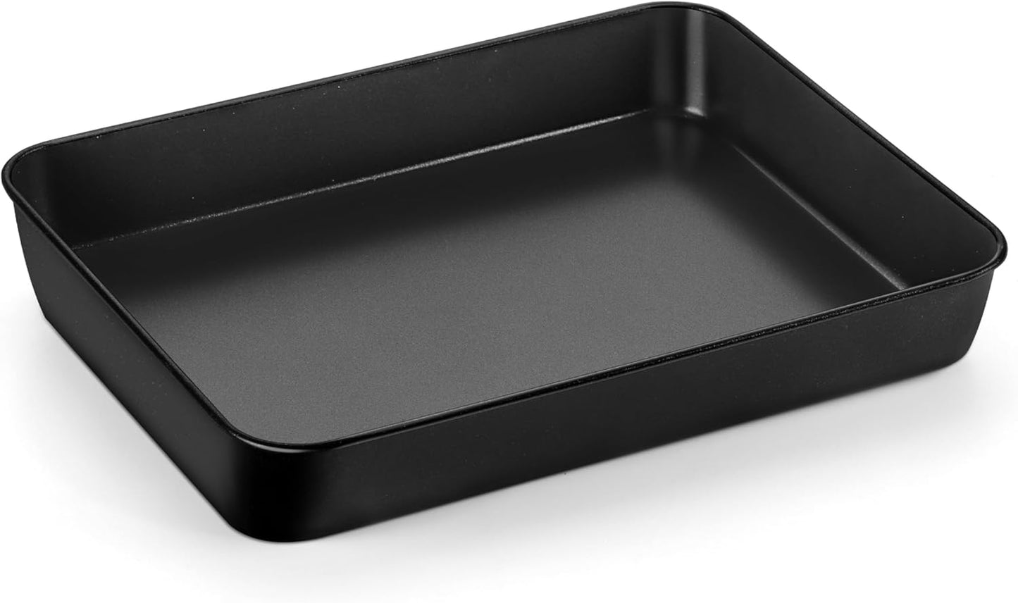 LIANYU Non-stick Baking Cake Pan, 12⅓ x 9¾ x 2 Inch Lasagna Brownies Bread Casseroles Pan, Stainless Steel Rectangle Bakeware for Toaster Oven, Non-Toxic & Healthy Coating, Easy Release