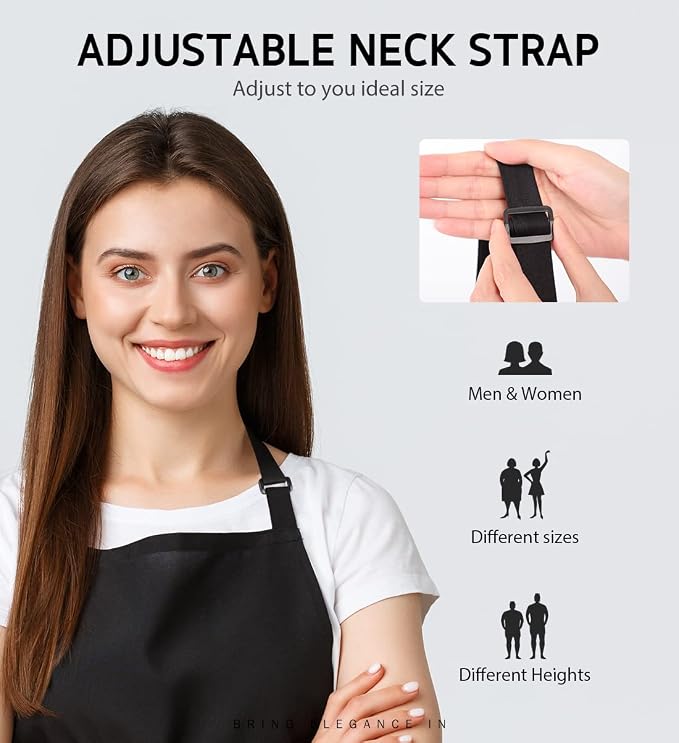 Syntus 12 Pack Bib Apron, Unisex Aprons Adjustable Waterdrop Resistant - Image 5