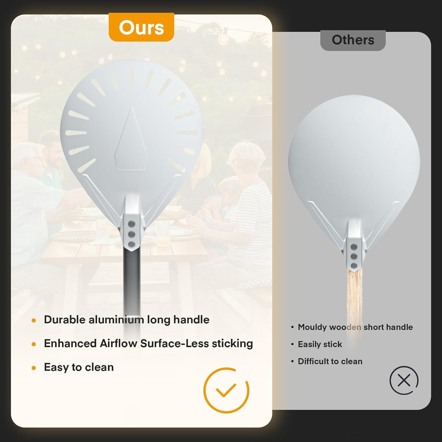 Yofuly 9 Inch Pizza Turning Peel with Oven Brush & Stone Scraper, Perforated Turner Tools Kit for Homemade Baking Pizza, 2PCS Outdoor Pizza Oven Accessories