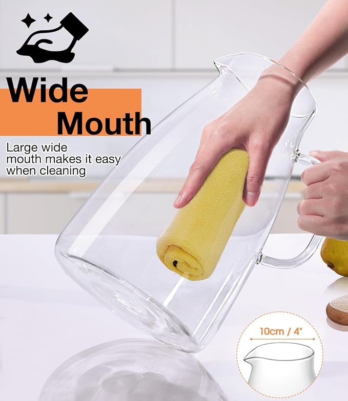 Glass Pitcher with Lid, 1 Gallon 128oz Water Pitcher with Handle and Spout - Image 4