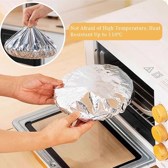 Ouliget Repeatable Film Insulation Cover, Aluminium Foil Elastic Food Bowl - Image 5