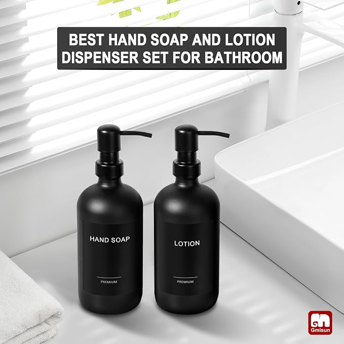 GMISUN Black Soap Dispenser, 2 Pack Matte Black Hand Soap Dispensers Bathroom - Image 5