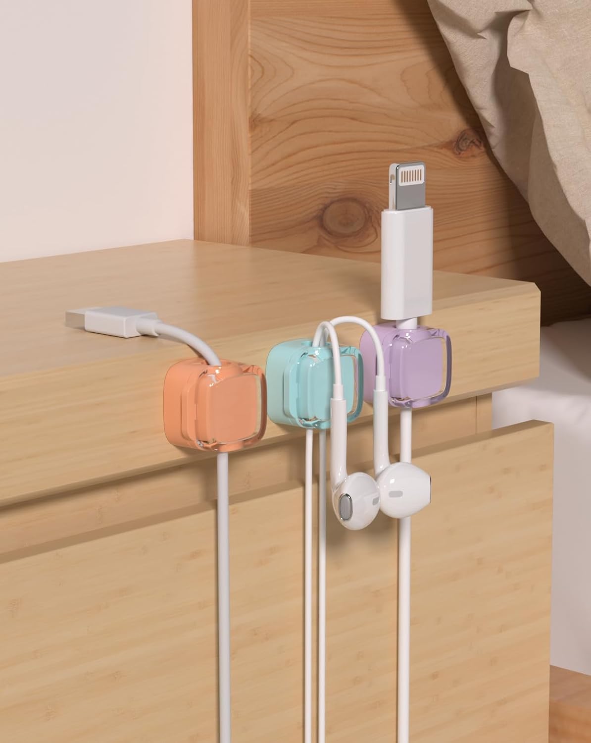 Magnetic Cable Clips, Adjustable Cord Holder Management, Adhesive Wire Keeper Organizer for Home Office Desk Phone PC Car Wall Desktop Nightstand Appliance (8-Pack Crystal Multicolor)